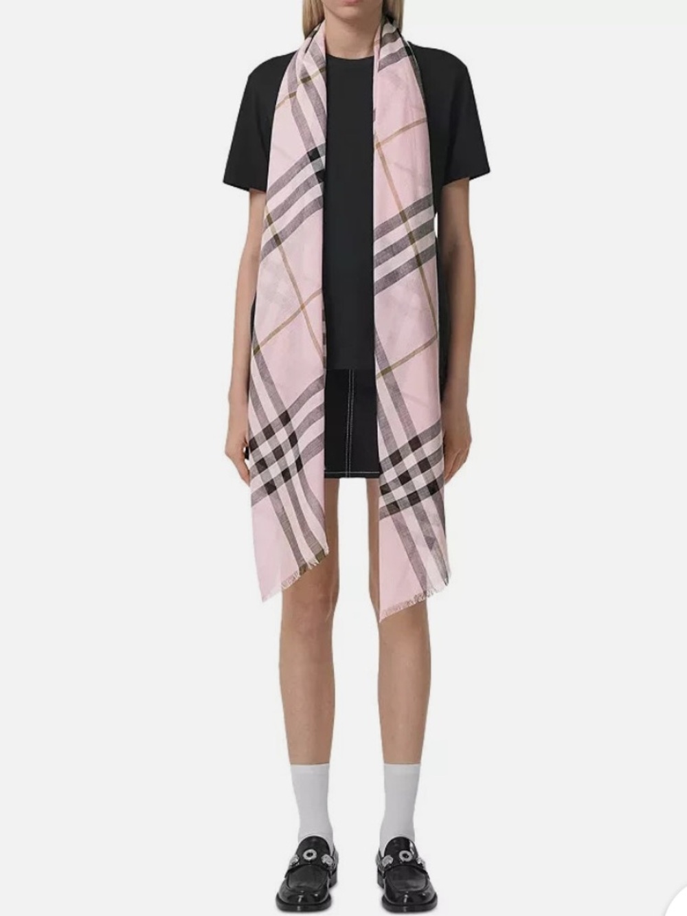 Burberry London Pink & Blue Check Scarf